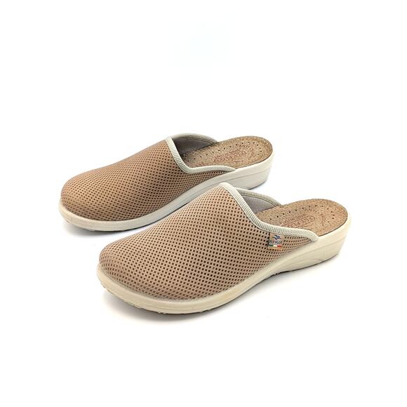 Fly Flot Shoes - Fly Flot Anoia Mesh Comfort Clogs Mules Slippers Womens 9 EU 40 Beige T4368 FE